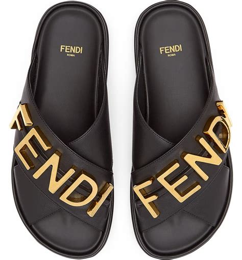 fendi leather slide|Fendi platform sandals.